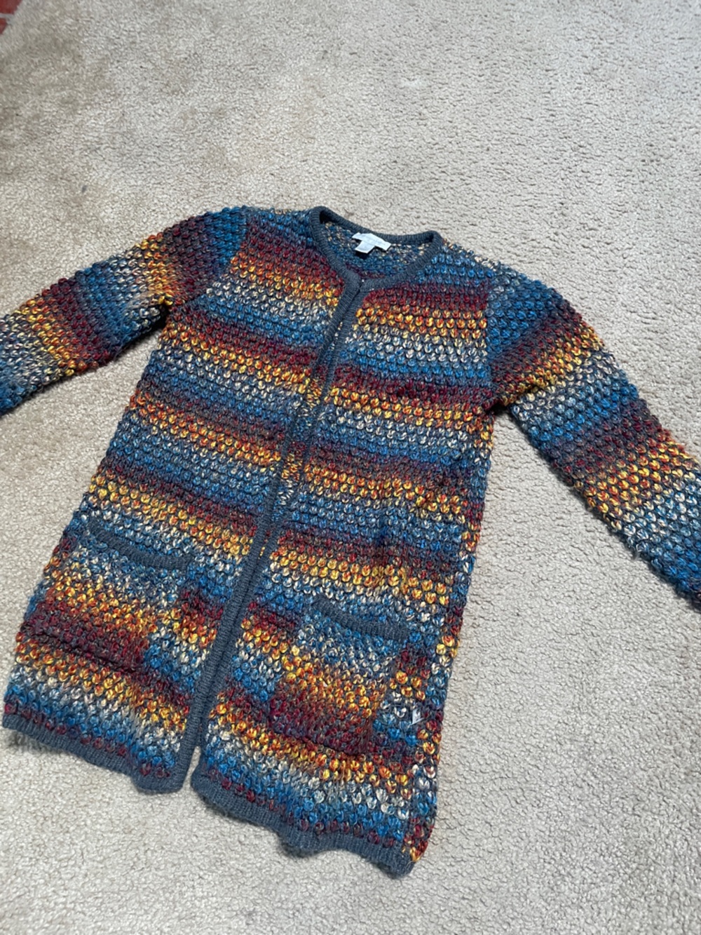 Christopher & Banks Multicolor Striped Cardigan in Blue, Rust & Mustard